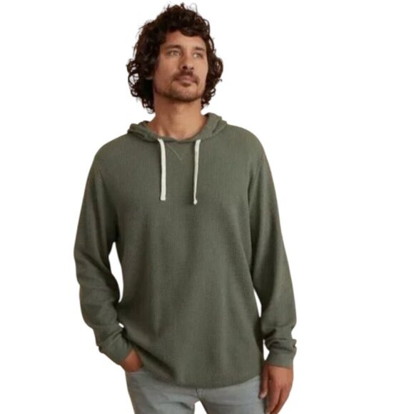 Marine Layer Men’s Box Waffle Pullover Hoodie in Thyme Size M - Picture 1 of 7